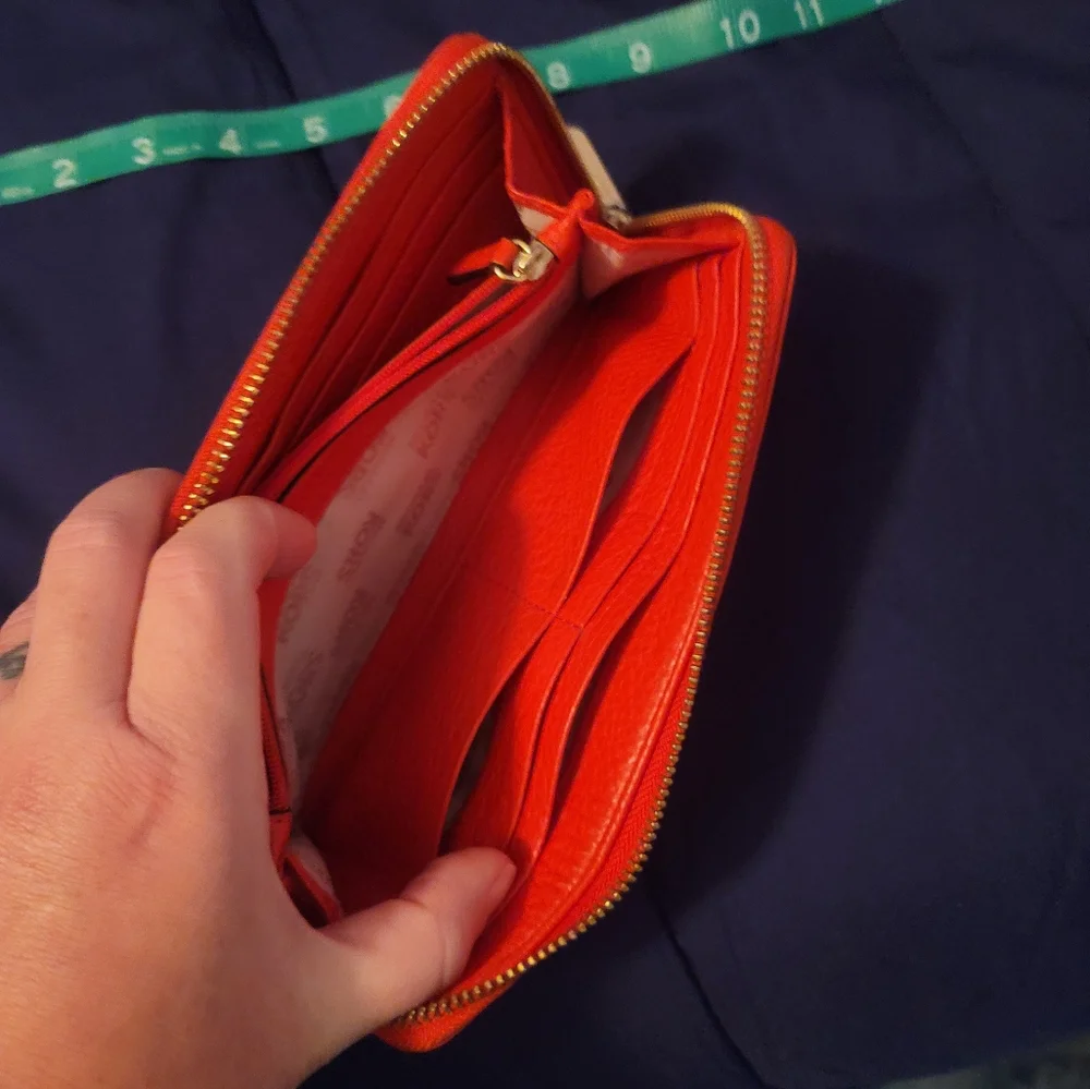 Michael kors continental zip around accordion wallet FULL SIZE CORAL Red Orange